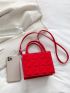 Mini Neon-red Quilted Square Bag