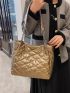 Metallic Quilted Detail Shoulder Tote Bag