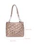 Metallic Quilted Detail Shoulder Tote Bag