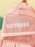 4pcs Gingham & Letter Graphic Functional Backpack Set