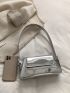 Metallic Flap Baguette Bag