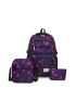 3pcs Geometric Print Letter Patch Decor Functional Backpack Set