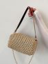 Minimalist Straw Bag With Square Bag