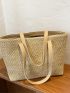 Minimalist Straw Bag With Square Bag