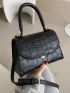 Mini Crocodile Embossed Flap Square Bag