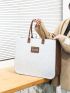 Letter Patch Shoulder Tote Bag