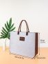 Letter Patch Shoulder Tote Bag