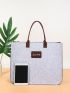 Letter Patch Shoulder Tote Bag