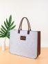 Letter Patch Shoulder Tote Bag