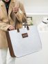 Letter Patch Shoulder Tote Bag