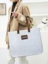 Letter Patch Shoulder Tote Bag