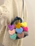 Mini Colorblock Heart Decor Denim Square Bag