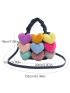 Mini Colorblock Heart Decor Denim Square Bag