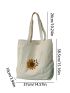 Sunflower & Letter Graphic Shopper Bag