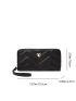 Litchi Embossed Heart Decor Long Wallet