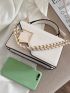 Mini Chain & Geometric Decor Decor Flap Square Bag