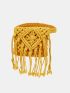 VCAY Mini Hollow Out Fringe Decor Crochet Bag