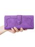 PU Long Wallet Purple Stitch Detail