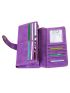 PU Long Wallet Purple Stitch Detail