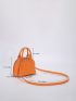 Mini Neon-orange Crocodile Embossed Dome Bag