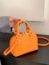 Mini Neon-orange Crocodile Embossed Dome Bag