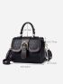 Crocodile Embossed Buckle Decor Flap Square Bag