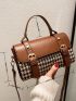 Houndstooth Pattern Buckle Decor Flap Square Bag
