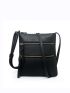 Double Zipper Vertical Crossbody Bag, Women's Multi-Pocket Shoulder Bag