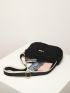 Metal Decor Fluffy Crossbody Bag