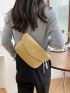 Litchi Embossed Snap Button Flap Waist Bag