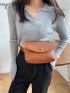 Litchi Embossed Snap Button Flap Waist Bag