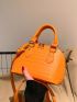 Mini Neon-orange Crocodile Embossed Dome Bag