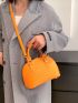 Mini Neon-orange Crocodile Embossed Dome Bag