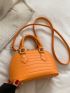 Mini Neon-orange Crocodile Embossed Dome Bag