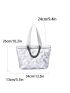 Metallic Quilted Chain Decor Shoulder Tote Bag