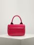 Mini Neon Pink Crocodile Embossed Square Bag