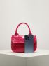 Mini Neon Pink Crocodile Embossed Square Bag