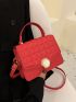 Mini Embossed Detail Flap Square Bag