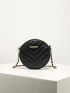 Mini Chevron & Metal Detail Chain Circle Bag