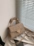 Crocodile Embossed Ruched Top Handle Flap Square Bag