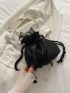 Mini Bow & Faux Pearl Decor Drawstring Design Bucket Bag