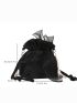 Mini Bow & Faux Pearl Decor Drawstring Design Bucket Bag