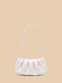 Geometric Embossed Braided Handle Ruched Bag