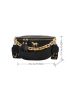 Crocodile Embossed Chain Decor Waist Bag