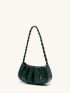 Snakeskin Pattern Braided Handle Ruched Bag