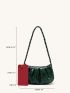 Snakeskin Pattern Braided Handle Ruched Bag