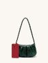 Snakeskin Pattern Braided Handle Ruched Bag