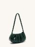 Snakeskin Pattern Braided Handle Ruched Bag