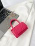 Mini Neon Pink Crocodile Embossed Chain Square Bag