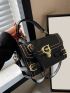 Mini Push Lock Buckle Decor Flap Square Bag